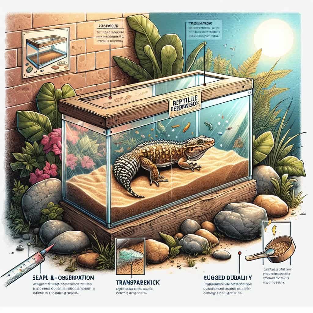 kathson Reptile Feeding Box Lizard Tank Enclosure Hermit Crab Habitat Reptile Terrarium with Tweezer Bowl for Frog Spider Gecko Tarantulas 7.87x7.87x7.08 Inch (Small)